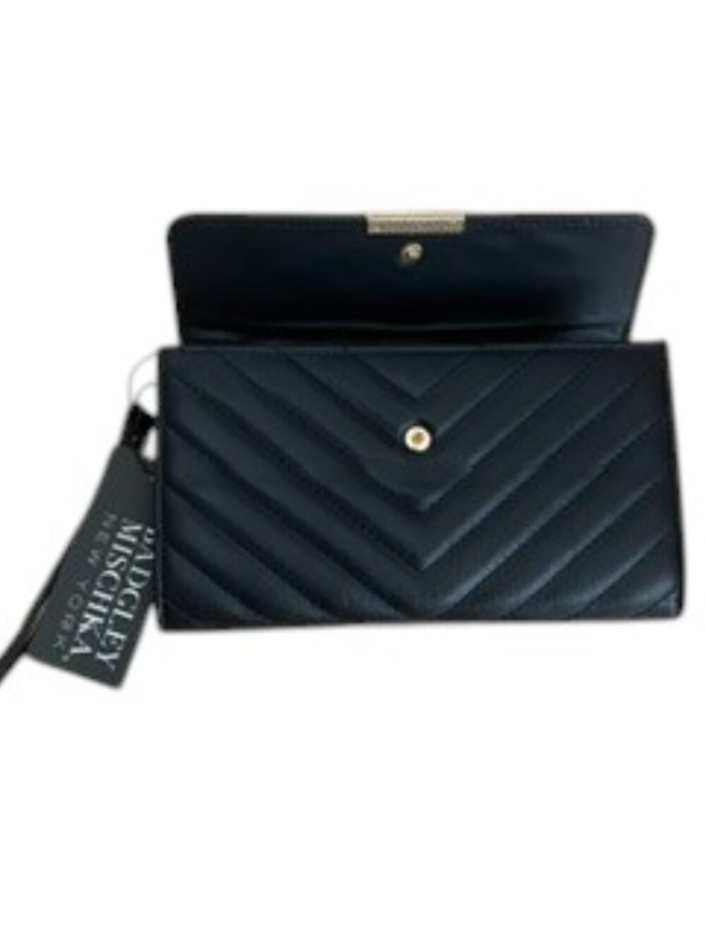 BADGLEY MISCHKA New York Black Faux Leather Wristlet Wallet NWT - Picture 6 of 13